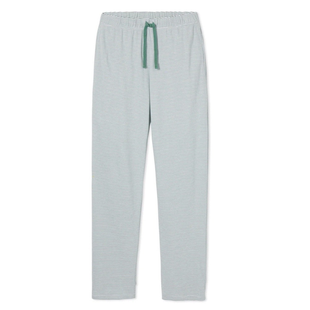 LAKE Men's Sleep Pants XL Pima Cotton Green Stripe Lounge Coastal‎ Quiet Luxury